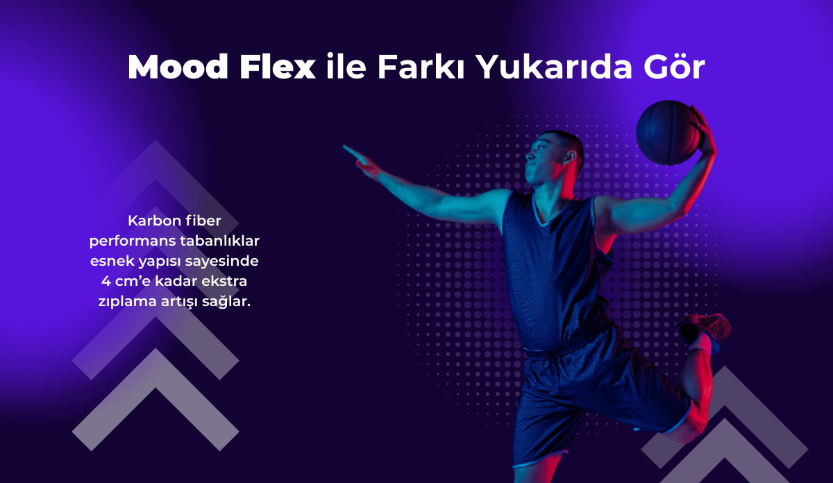 Mood Flex karbon fiber performans tabanlıkları kullandıktan sonrasında 4cm'e kadar daha yükseğe zıplama